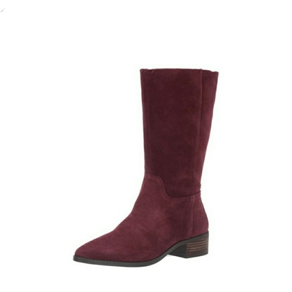 Lucky Brand  Lefara Block Heel Boots  Sugar Red/Split Suede Size 6.5M Women's
